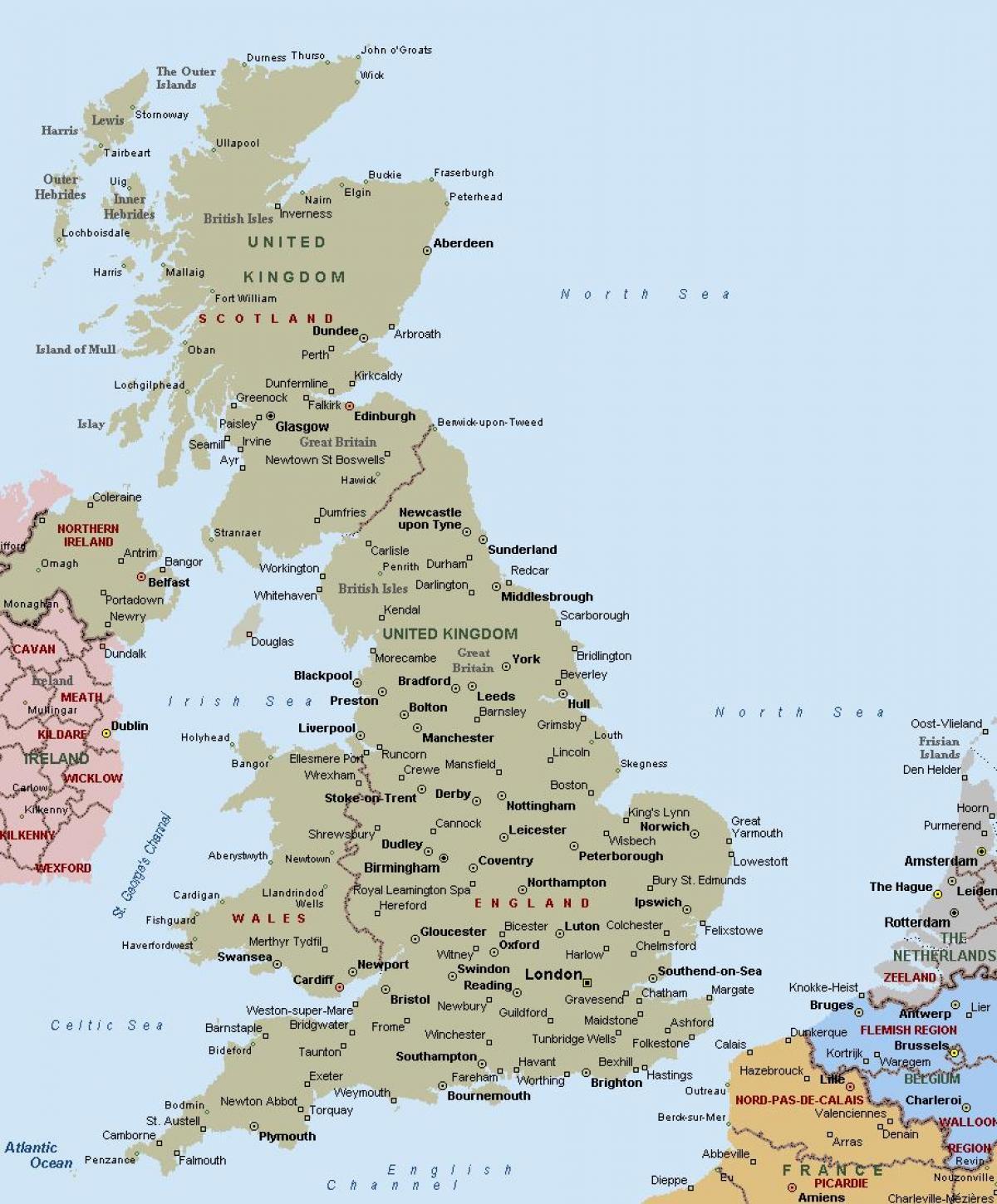 Map Of Great Britain Showing Towns And Cities - Sacha Clotilda