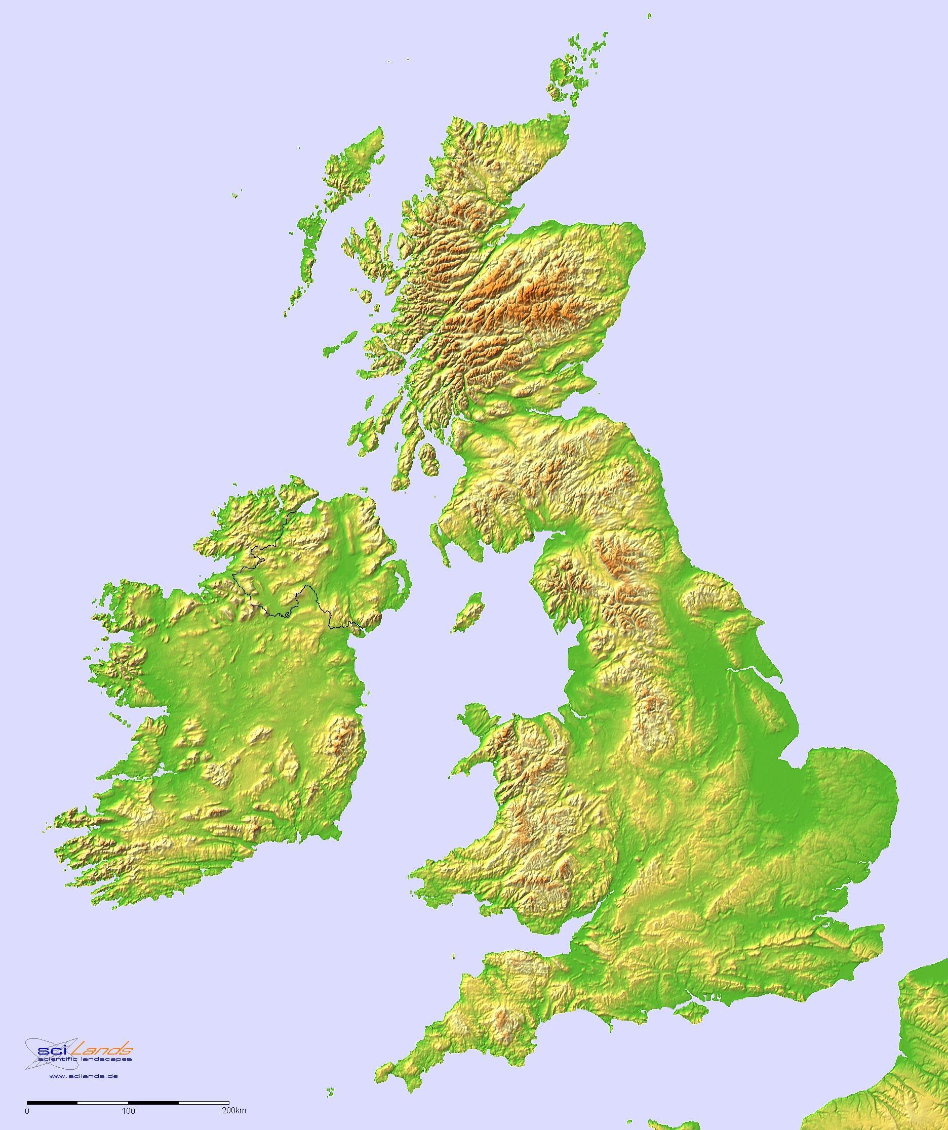Physical Geography Map Of Uk Geographical Map Of United Kingdom (Uk): Topography And Physical Features  Of United Kingdom (Uk)