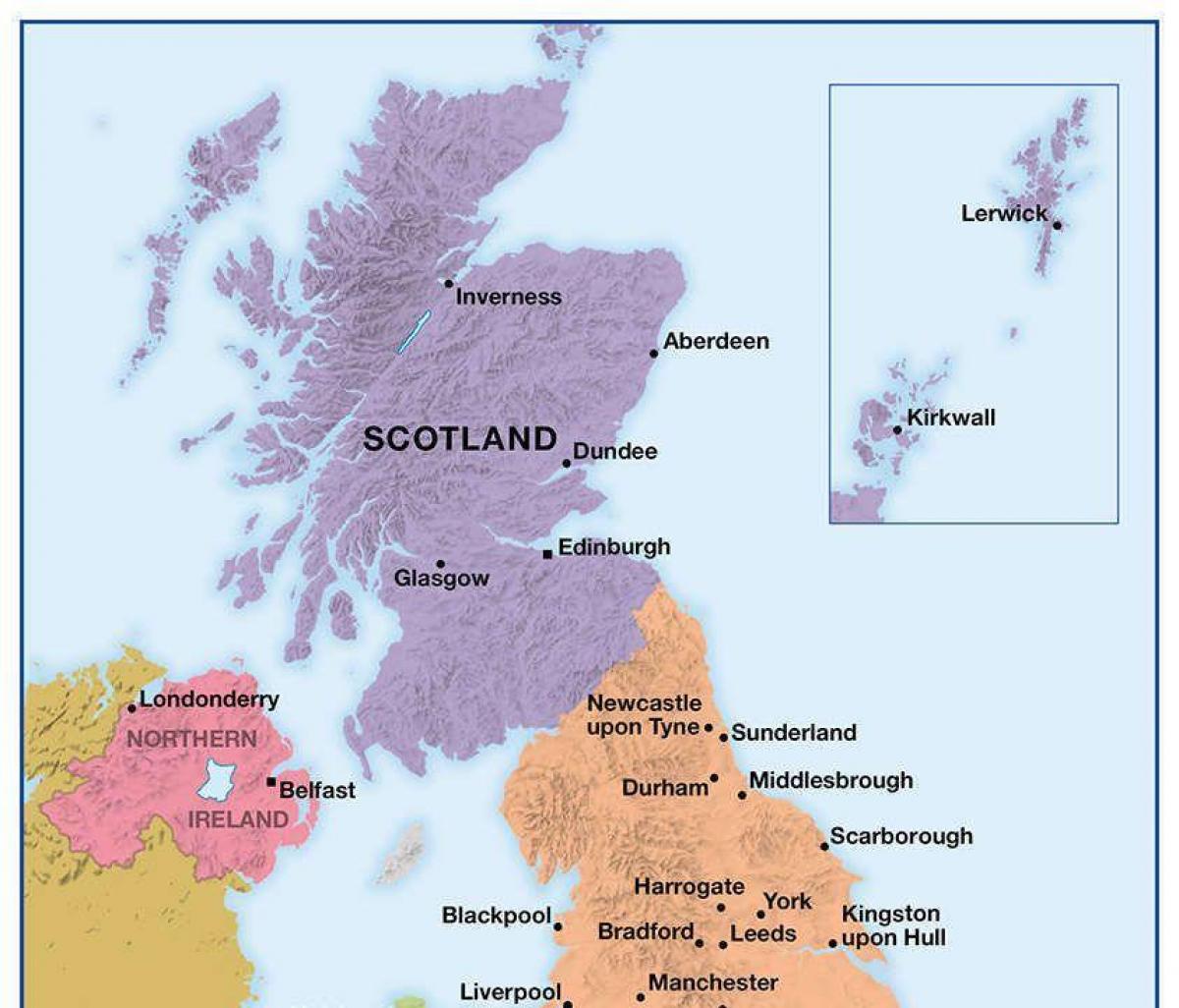North of United Kingdom (UK) map