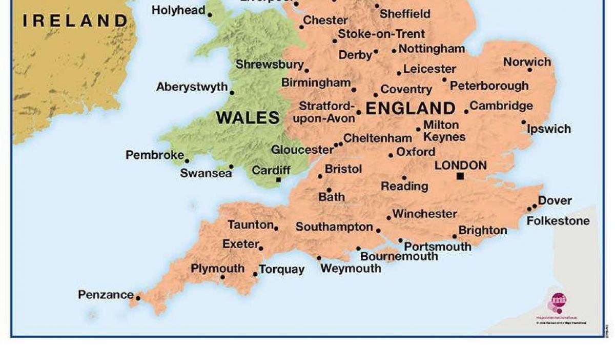 South of United Kingdom (UK) map