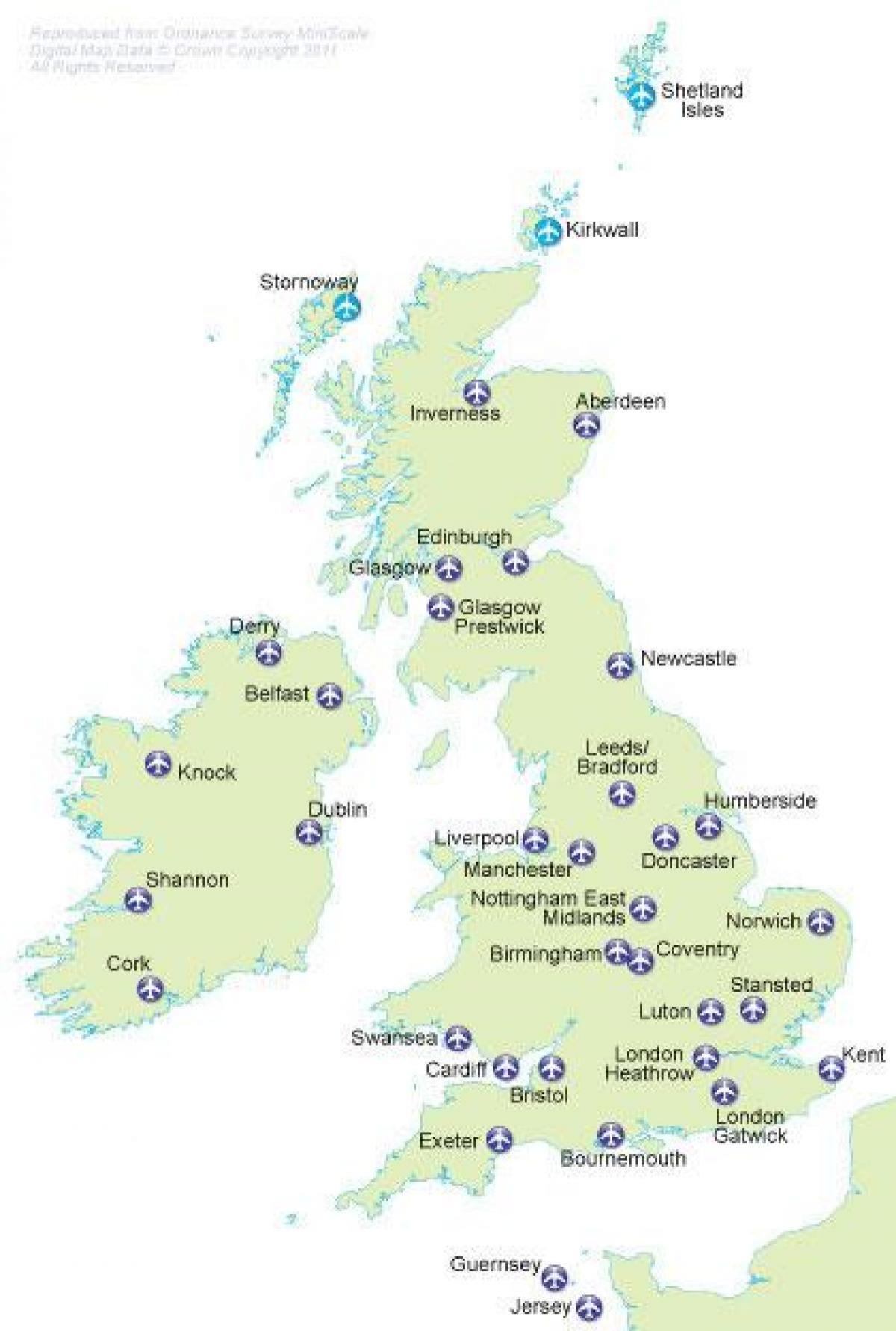 Map of United Kingdom (UK) airports