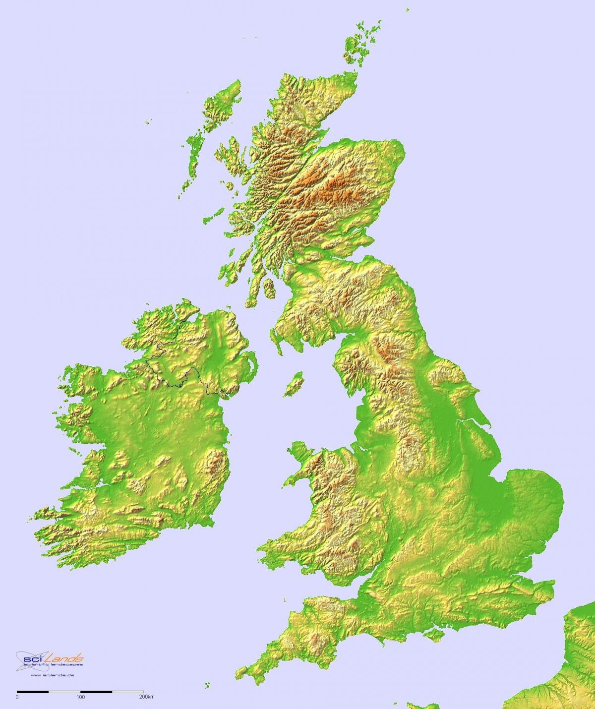 United Kingdom (UK) altitude map