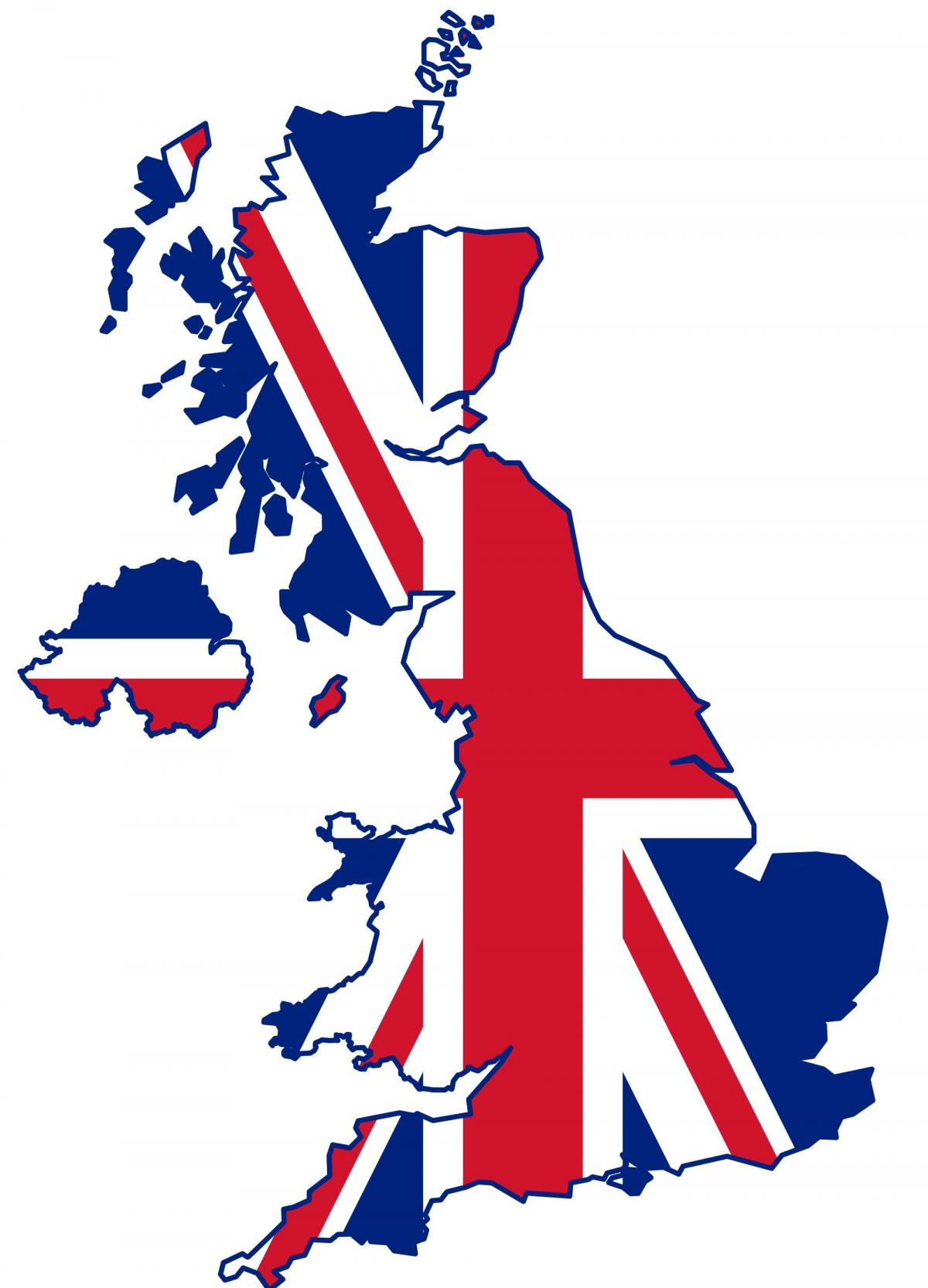 Map of United Kingdom (UK) flag