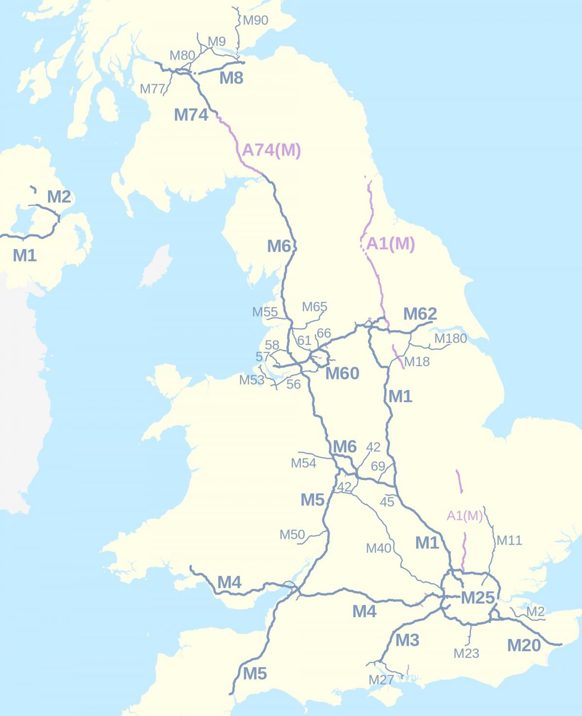 Motorway map of United Kingdom (UK)