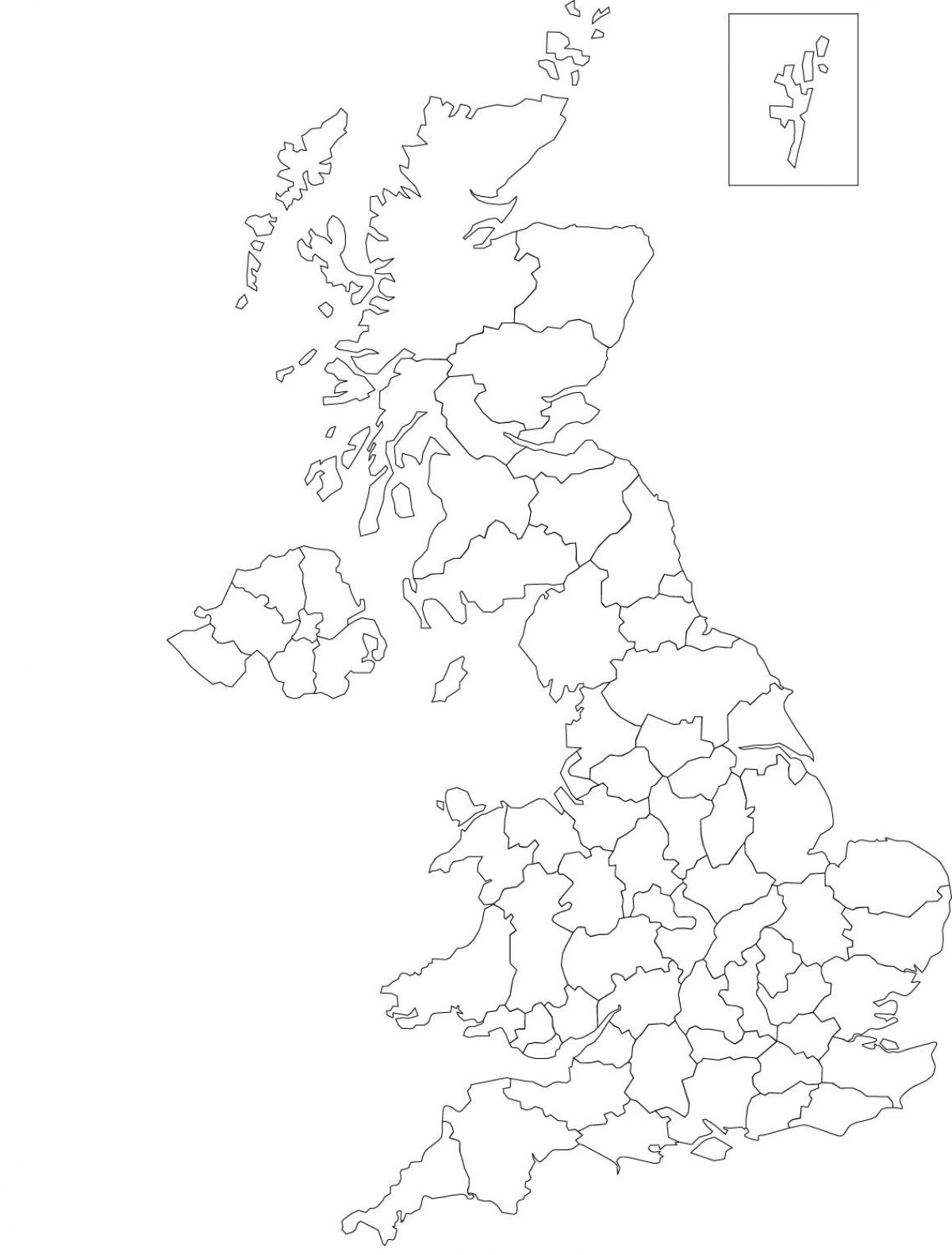 United Kingdom (UK) contours map