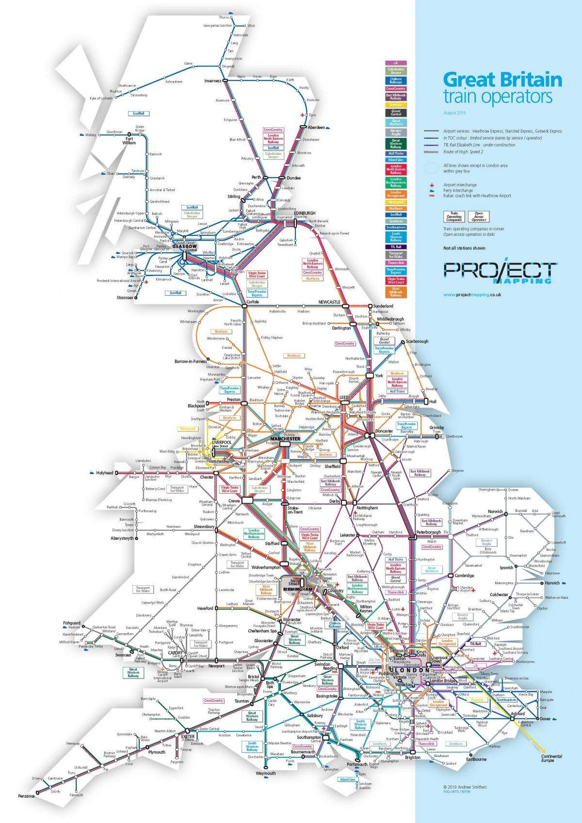 United Kingdom (UK) train lines map
