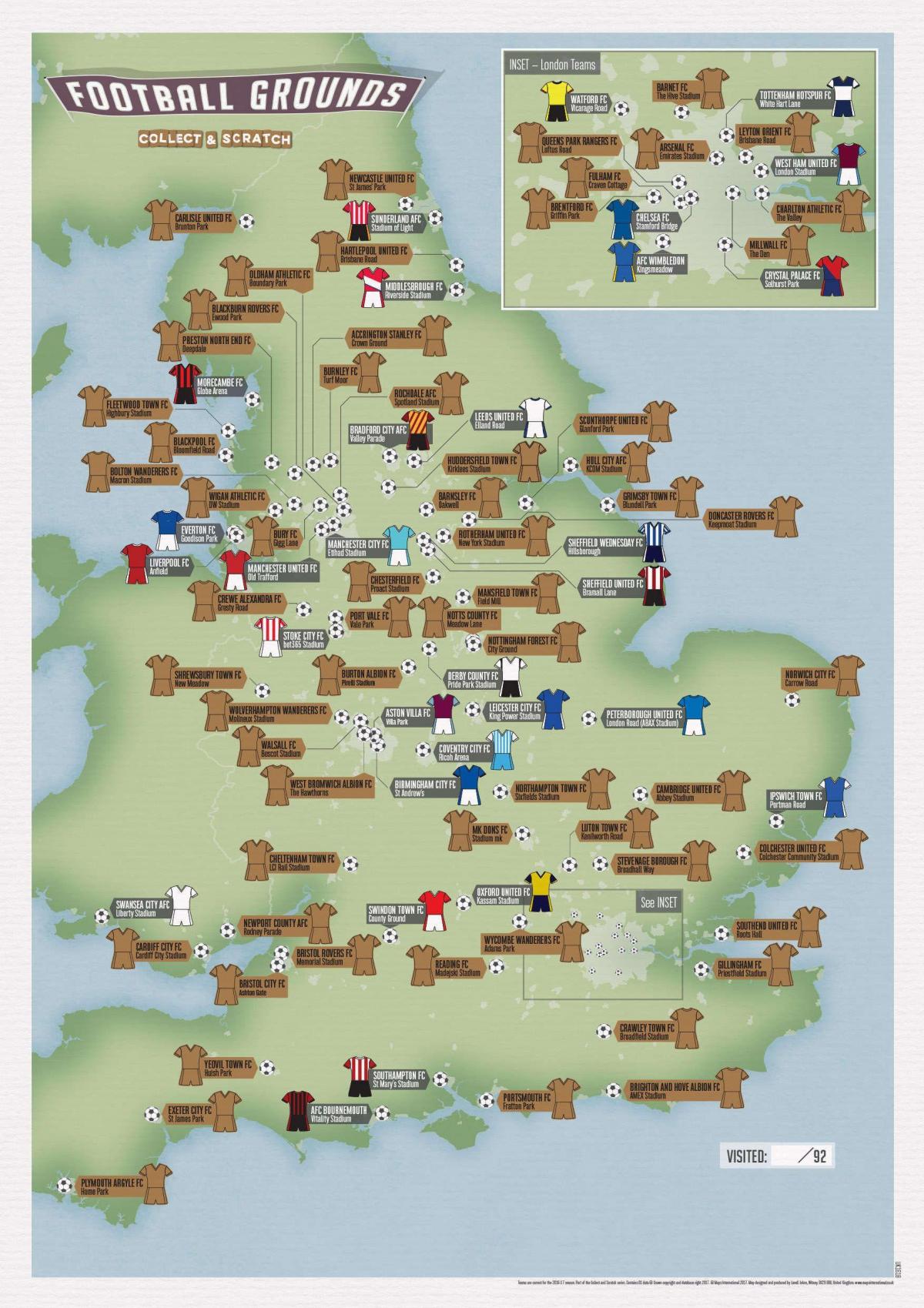 stadiums map of United Kingdom (UK)